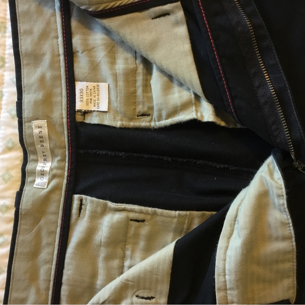 GEOFFREY BEAN BLACK CHINOS Men's 33”x30” flat front, straight leg pants slacks - Picture 3 of 5